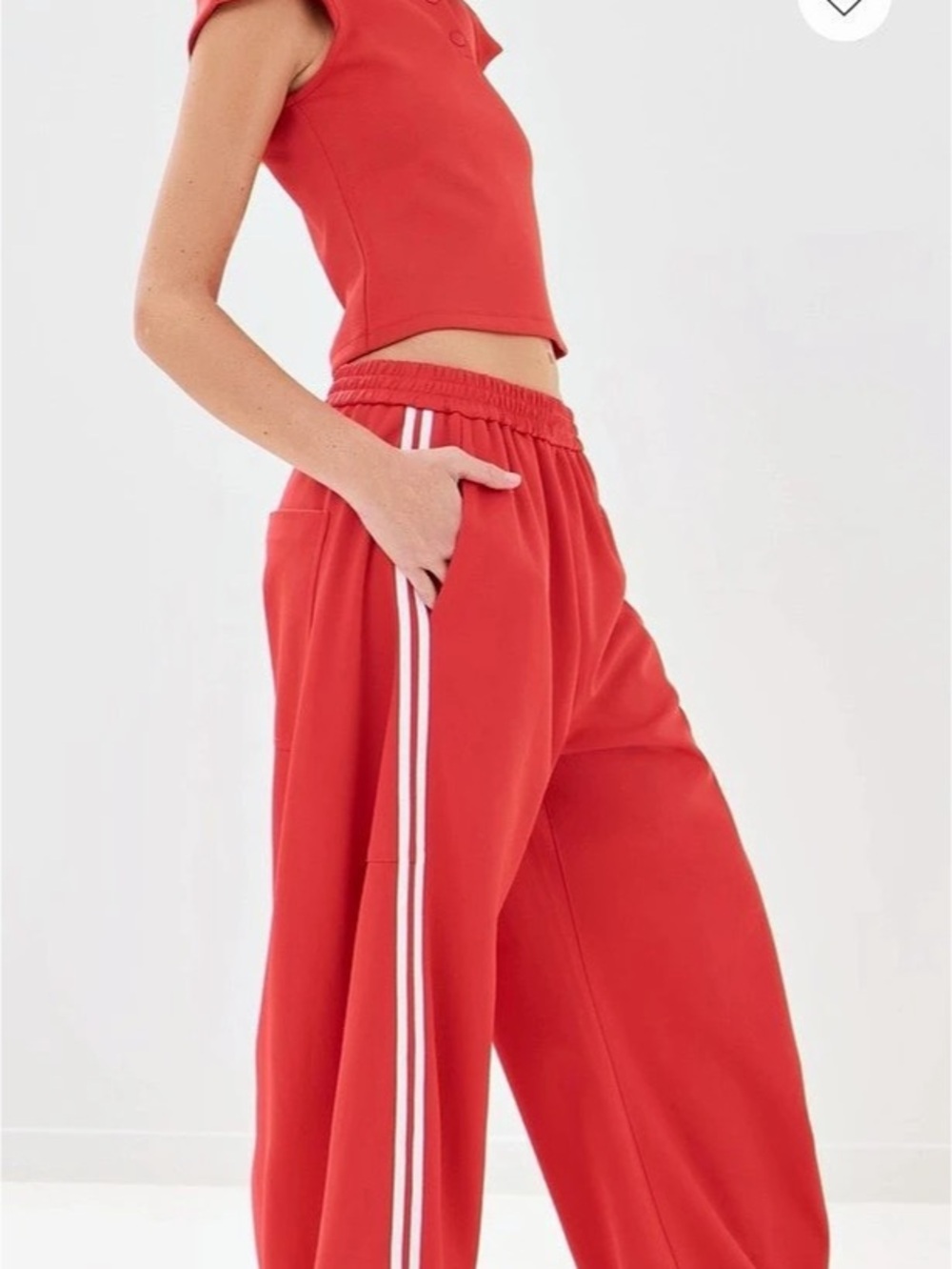 Tibi Active Knit  Winslow  Track Pants Red & White, small